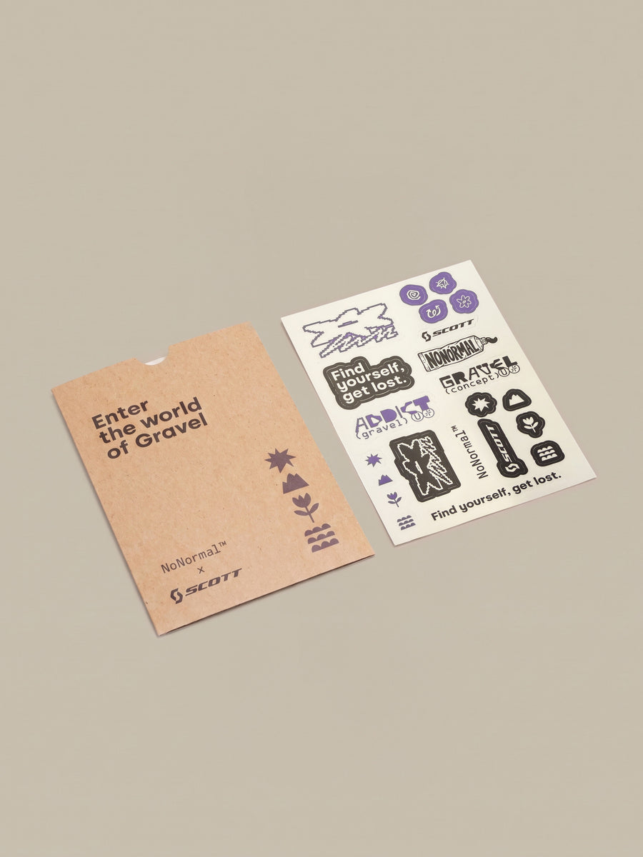 The Scott × NoNormal booklet and sticker pack